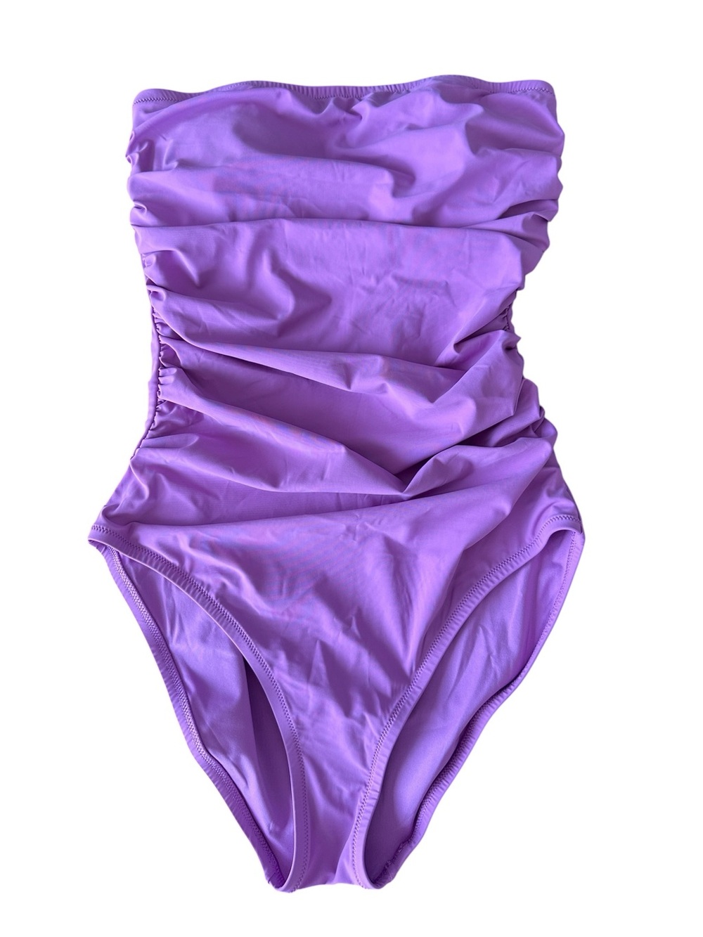 J. Crew Gemma Ruched Bandeau One-Piece Swimsuit Convertible Pink Lavender Size 6 - Picture 2 of 5